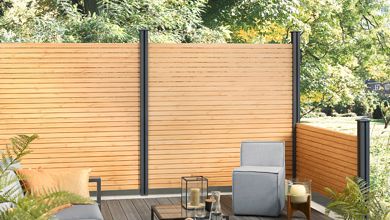 Terrasse mit Sichtschutz in Holzoptik, Osmo